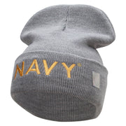 Licensed Navy Embroidered Long Knitted Beanie Made in USA