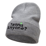 Want To Play Tennis Question Embroidered Long Knitted Beanie