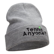 Want To Play Tennis Question Embroidered Long Knitted Beanie