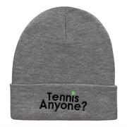 Want To Play Tennis Question Embroidered Long Knitted Beanie