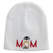 Made in USA Momster Embroidered 8 Inch Short Beanie - White OSFM