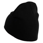 Beaver Embroidered 8 Inch Knitted Short Beanie - Black OSFM