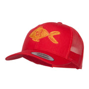 Golden Fish Embroidered Mesh Cap