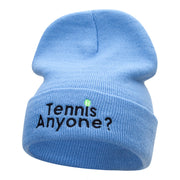 Want To Play Tennis Question Embroidered Long Knitted Beanie