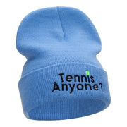 Want To Play Tennis Question Embroidered Long Knitted Beanie