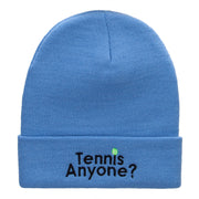 Want To Play Tennis Question Embroidered Long Knitted Beanie