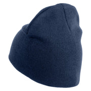 Beaver Embroidered 8 Inch Knitted Short Beanie - Navy OSFM