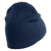 Beaver Embroidered 8 Inch Knitted Short Beanie - Navy OSFM