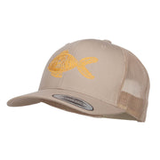 Golden Fish Embroidered Mesh Cap