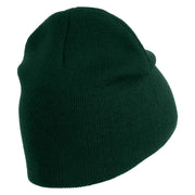 Beaver Embroidered 8 Inch Knitted Short Beanie - Dark Green OSFM