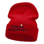 Want To Play Tennis Question Embroidered Long Knitted Beanie