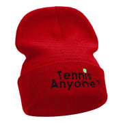 Want To Play Tennis Question Embroidered Long Knitted Beanie