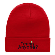 Want To Play Tennis Question Embroidered Long Knitted Beanie