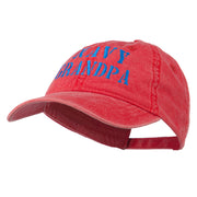 Navy Grandpa Embroidered Washed Cotton Cap