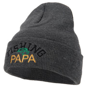 Fishing Papa Design Embroidered 12 Inch Long Knitted Beanie