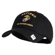 Retired US Marine Corps Embroidered Solid Cotton Twill Low Profile Cap - Black OSFM