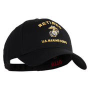 Retired US Marine Corps Embroidered Solid Cotton Twill Low Profile Cap - Black OSFM