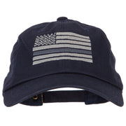 Thin Grey Line American Flag Embroidered Unstructured Cotton Washed Cap