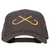 Fishing Crossed Fishhooks Embroidered Solid Cotton Pro Cap