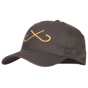 Fishing Crossed Fishhooks Embroidered Solid Cotton Pro Cap