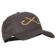 Fishing Crossed Fishhooks Embroidered Solid Cotton Pro Cap