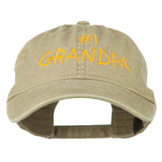 Number 1 Grandpa Letters Embroidered Washed Cotton Cap