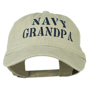 Navy Grandpa Embroidered Washed Cotton Cap