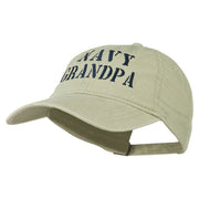 Navy Grandpa Embroidered Washed Cotton Cap