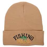 Fishing Papa Design Embroidered 12 Inch Long Knitted Beanie