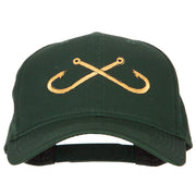 Fishing Crossed Fishhooks Embroidered Solid Cotton Pro Cap