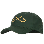 Fishing Crossed Fishhooks Embroidered Solid Cotton Pro Cap