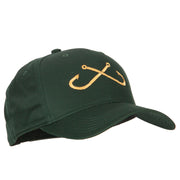 Fishing Crossed Fishhooks Embroidered Solid Cotton Pro Cap