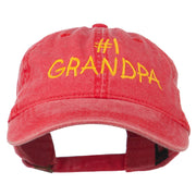 Number 1 Grandpa Letters Embroidered Washed Cotton Cap