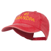 Number 1 Grandpa Letters Embroidered Washed Cotton Cap