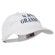 Navy Grandpa Embroidered Washed Cotton Cap