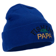 Fishing Papa Design Embroidered 12 Inch Long Knitted Beanie