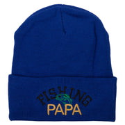 Fishing Papa Design Embroidered 12 Inch Long Knitted Beanie