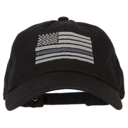 Thin Grey Line American Flag Embroidered Unstructured Cotton Washed Cap