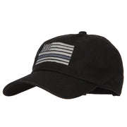 Thin Grey Line American Flag Embroidered Unstructured Cotton Washed Cap