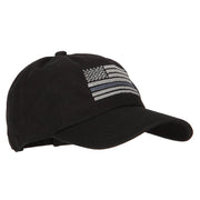 Thin Grey Line American Flag Embroidered Unstructured Cotton Washed Cap