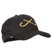 Fishing Crossed Fishhooks Embroidered Solid Cotton Pro Cap