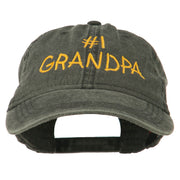 Number 1 Grandpa Letters Embroidered Washed Cotton Cap