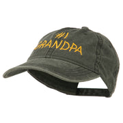 Number 1 Grandpa Letters Embroidered Washed Cotton Cap