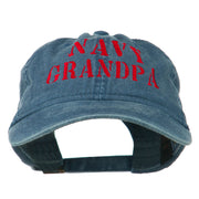 Navy Grandpa Embroidered Washed Cotton Cap