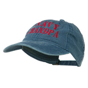 Navy Grandpa Embroidered Washed Cotton Cap