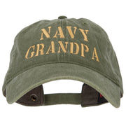 Navy Grandpa Embroidered Washed Cotton Cap