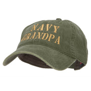 Navy Grandpa Embroidered Washed Cotton Cap