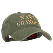 Navy Grandpa Embroidered Washed Cotton Cap