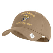 Retired US Marine Corps Embroidered Solid Cotton Twill Low Profile Cap - Khaki OSFM
