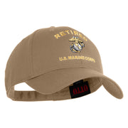 Retired US Marine Corps Embroidered Solid Cotton Twill Low Profile Cap - Khaki OSFM